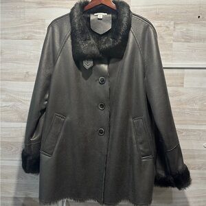 Coldwater Creek Women's Gray Coat with Fur Trim